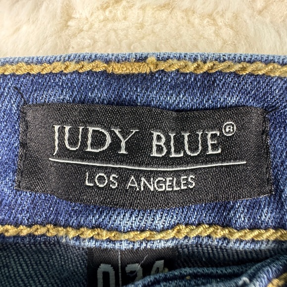 Judy Blue Womens Distressed Skinny Jeans Frayed Hem Medium Wash - Picture 8 of 14